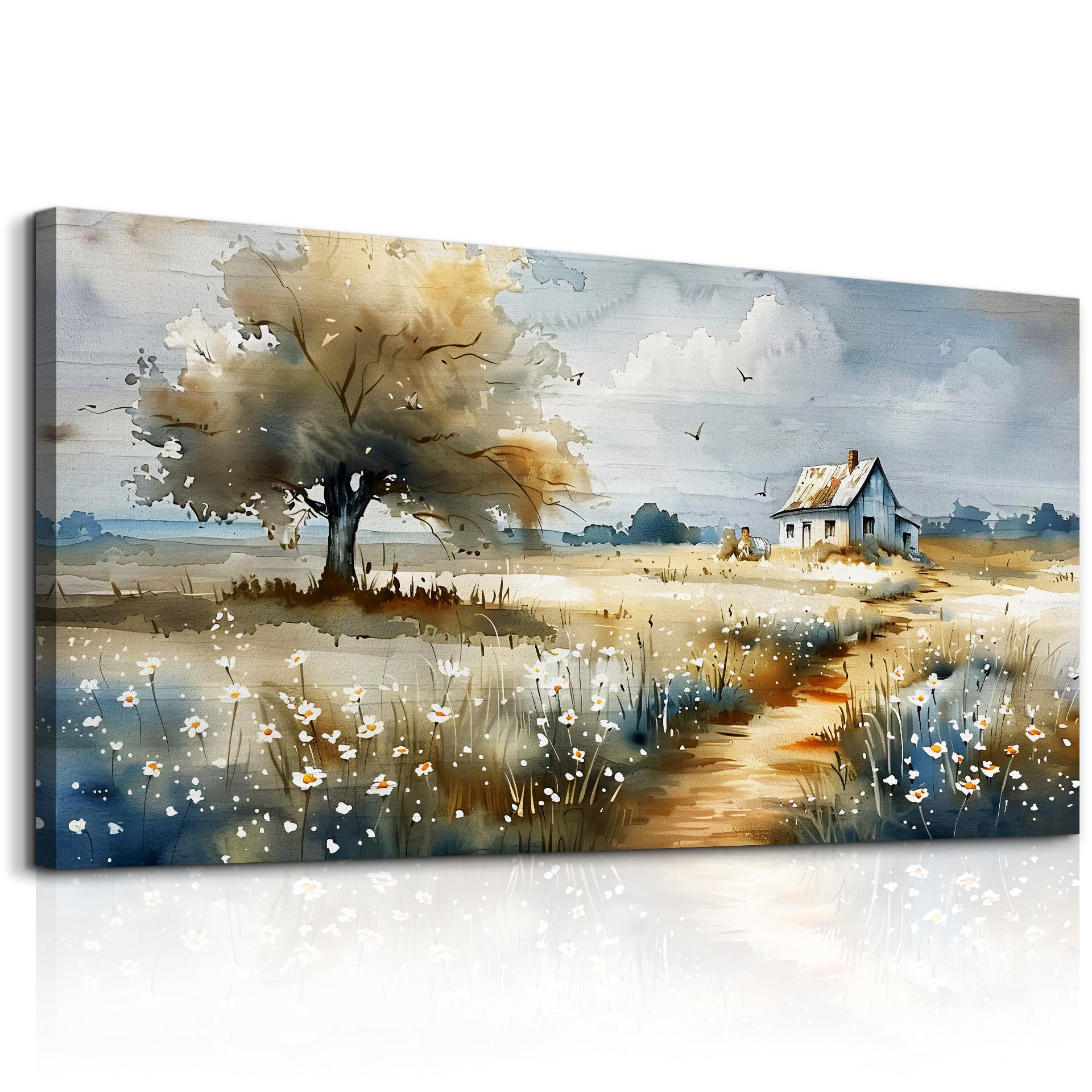FUHAIHUA Canvas Wall Art For Bedroom Wall Decor For Living Room Modern Office Decorations Pastoral Wall Paintings Scenery Watercolour Wall Pictures Artwork Farmhouse Home Decor Mural 20x40 In