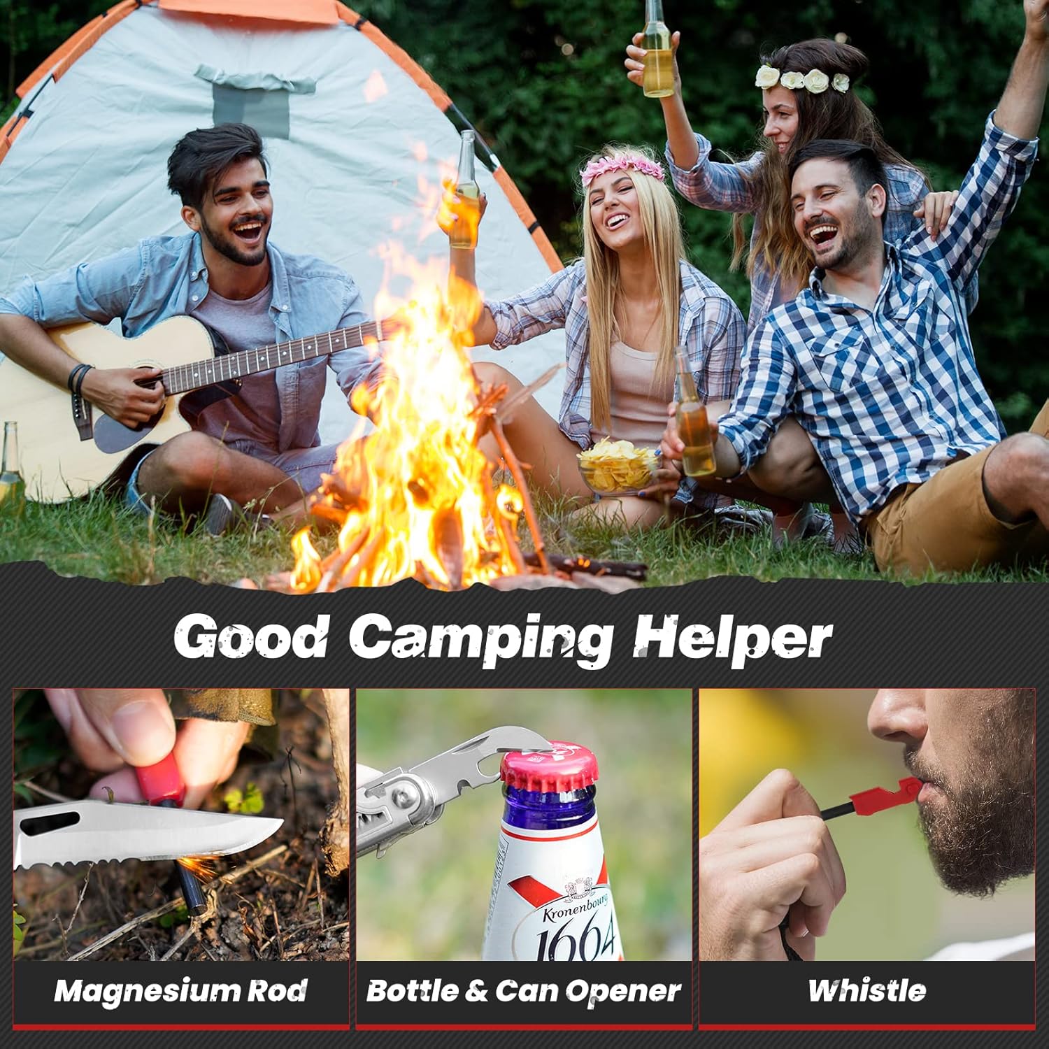 BIBURY Multitool Pliers BI2038B, 22-in-1 Stainless Steel Multi Tool with Flint, Window Breaker, Scissors, Back Clip, Folding Pocket Multifunctional Self-locking EDC Tool for Survival Camping Hiking - Image 5