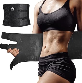 VIMUSFUN Waist Trimmer for Women Belly Fat, Sweat Waist Trainer Stomach Wraps for Weight Loss, Exercise Sweat Bands, Sauna belts Black