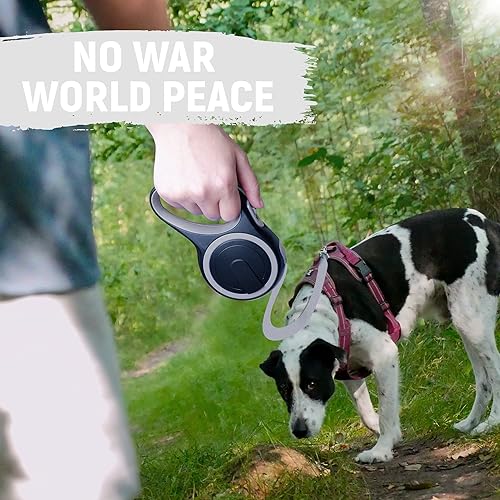 Miniatura 7 de Correa retráctil de 10 pies para perros pequeños y medianos de hasta 33 libras, antienredos, freno de una mano, mango antideslizante y cinta de