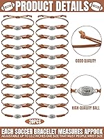 Vista 3 de Hicarer 20 pulseras de fútbol ajustables con dijes de fútbol, regalos de fútbol para mujeres y hombres, la mayoría de jugadores de equipo deportivo