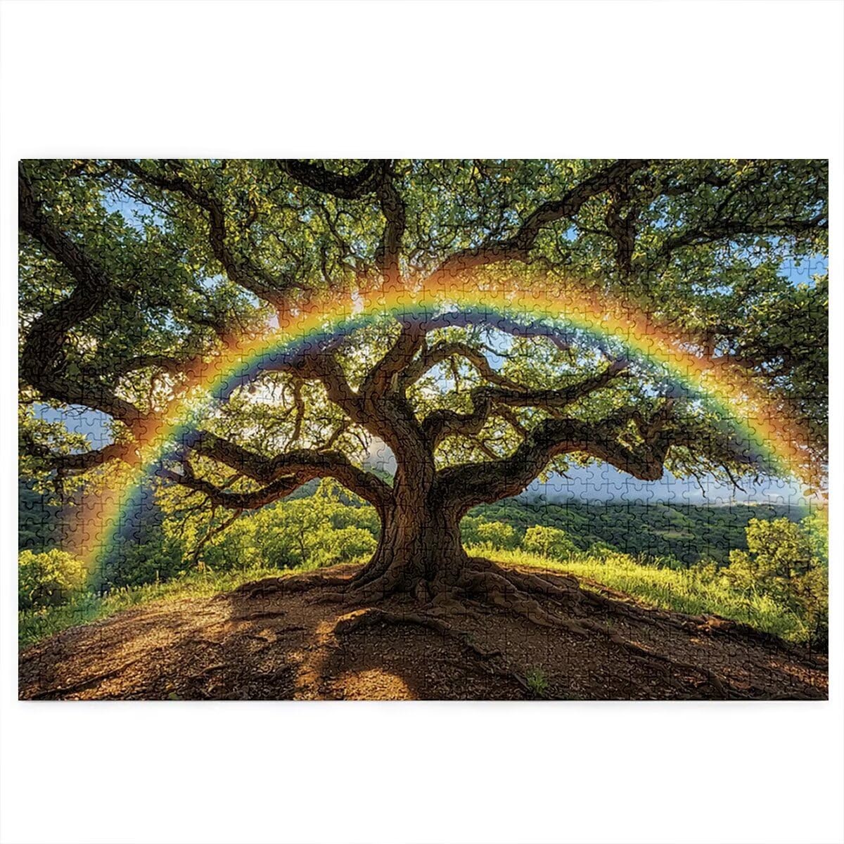 Puzzle 2000 Piezas, Puzzle Árbol con Caja Regalo para Adultos, Rompecabezas de Madera, Rompecabezas Desafiante para Decoracion Navidad, Regalo Mujer, Cuadros Decoracion Salon Modernos, (Arcoíris) V-3