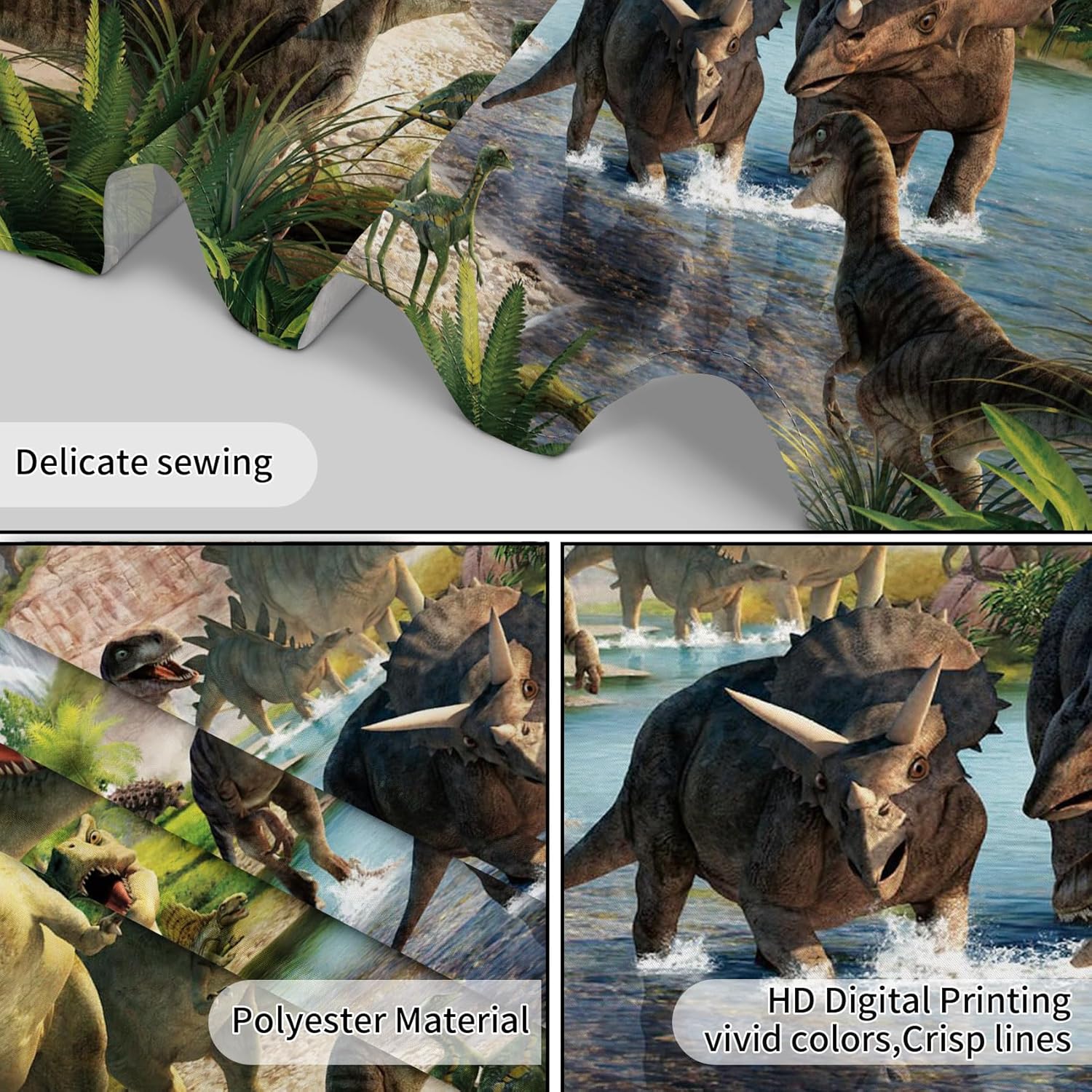HVEST Dinosaur Tapestry Wild Ancient Predator Animal Tapestry Wall Hanging Tropical Forest with Green Trees and Mountain Wall Art for Living Room Bedroom Dorm Party Wall Decor,92.5Wx70.9H inches