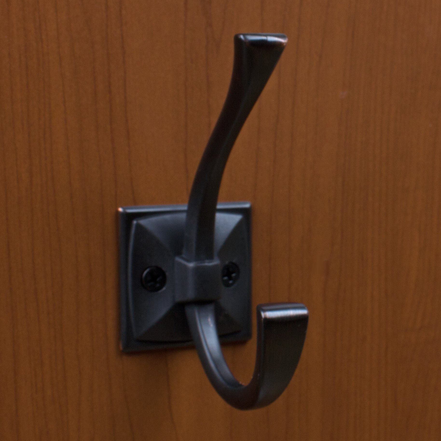 GlideRite Double Coat Hook – 4-1/4 Flared Design, Oil Rubbed Bronze Finish | Zinc Alloy Wall Hook 7602-ORB 1 thumbnail image