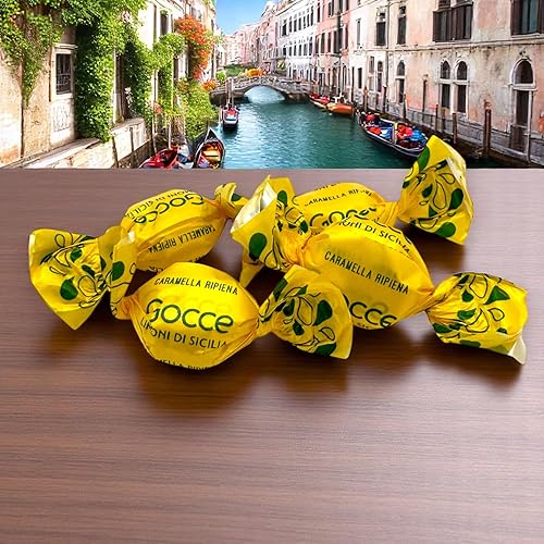 Miniatura 5 de Gotas de limón italiano gourmet premium, 1.5 libras, caramelo duro Gocce Limoni Di Sicilia envuelto individualmente, relleno de jugo de limón