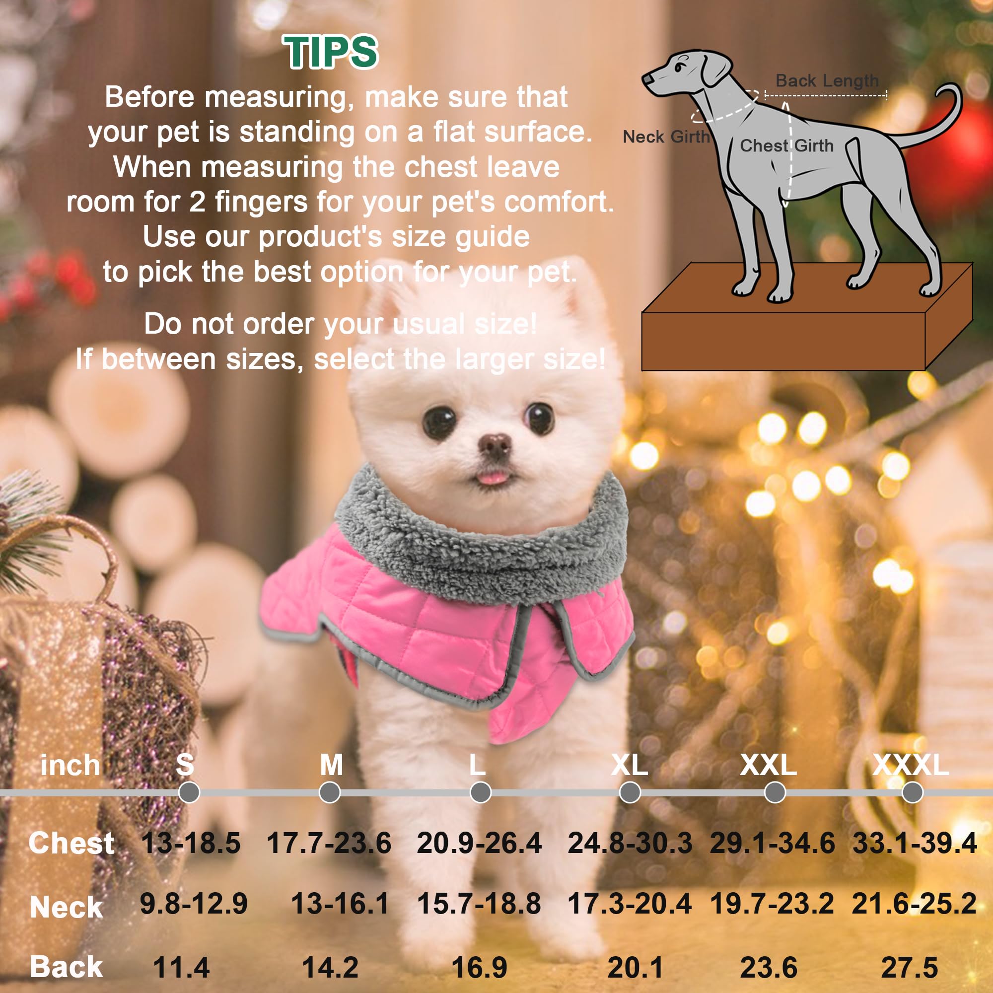 Fragralley Abrigo para perro, impermeable, resistente al viento, abrigo reflectante para clima frío con agujero para arnés, chaleco de forro polar cálido para perro, ropa de cachorro pequeño, mediano