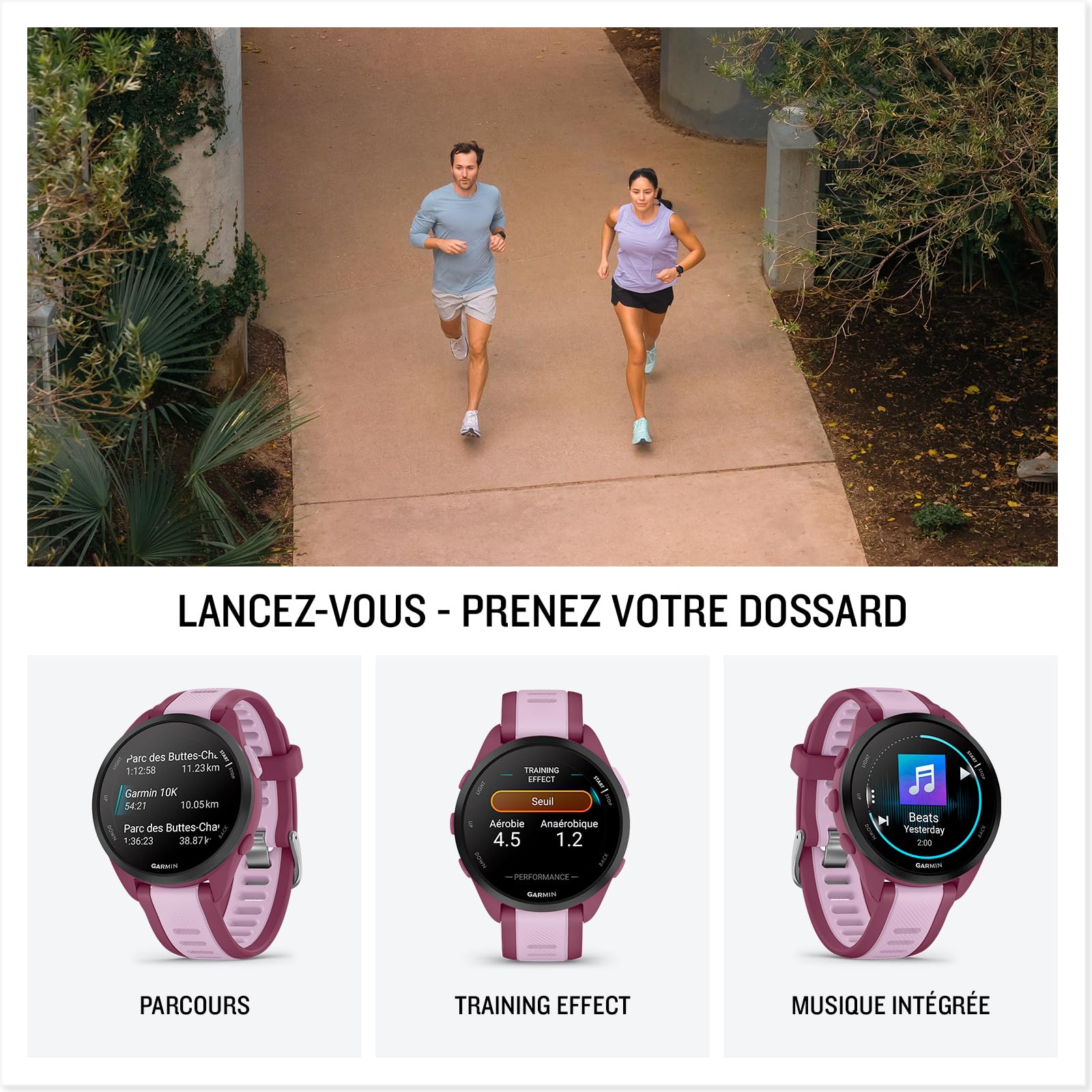Garmin Forerunner 165, Music - Montre GPS connectée de Running avec écran AMOLED – Noir/Gris - Boîtier 43 mm