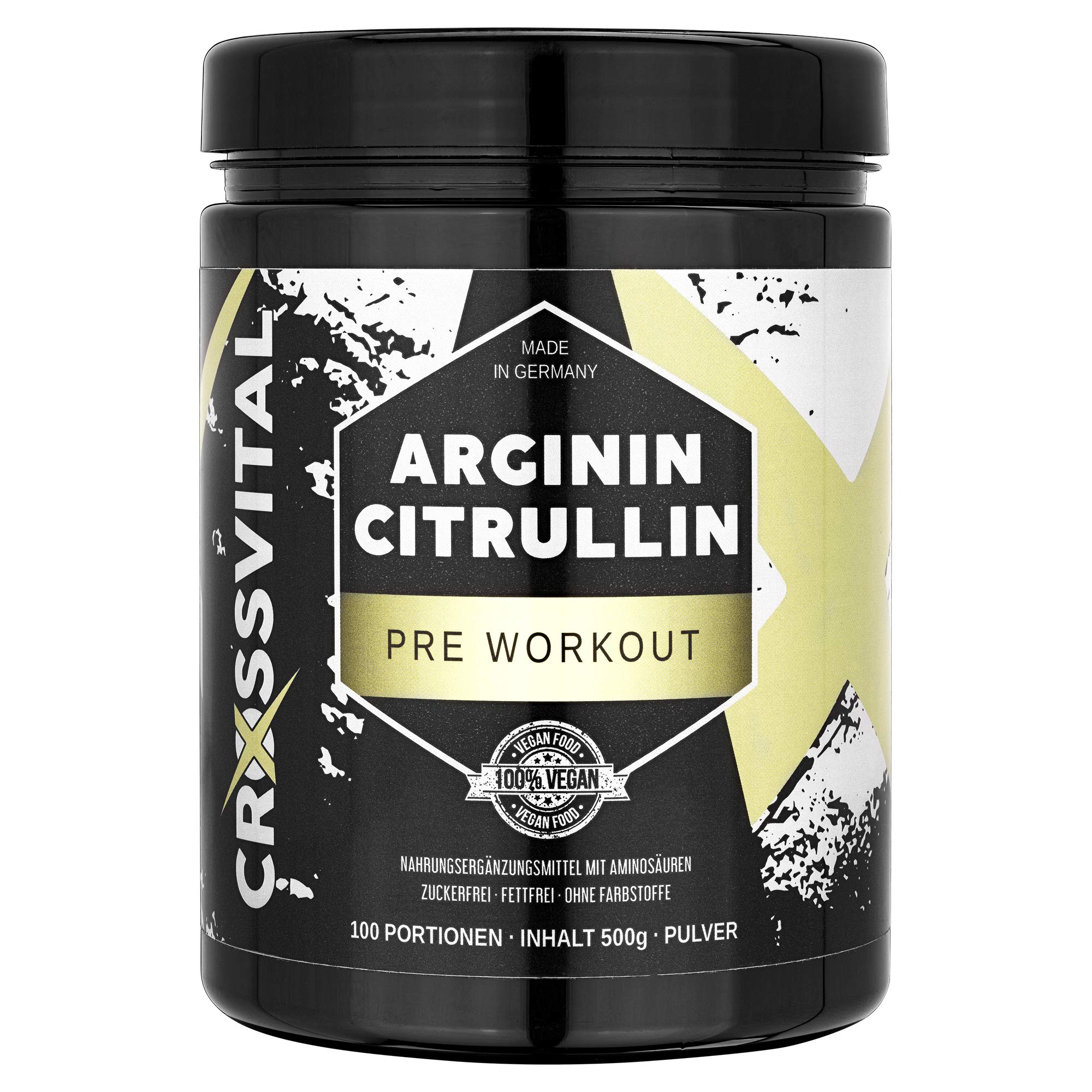 L-ARGININ & L-CITRULLIN Pulver I CROSSVITAL I vegan I 500g I 1A löslich I 100 Portionen I made in Germany