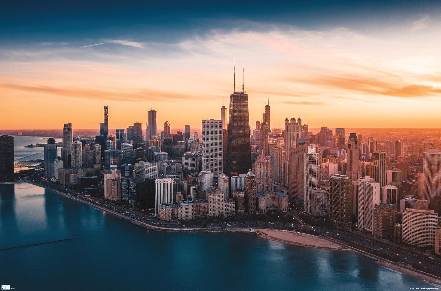 Cityscapes - Chicago, Illinois Wall Poster, 34L" x 22.4W", Premium Unframed Version