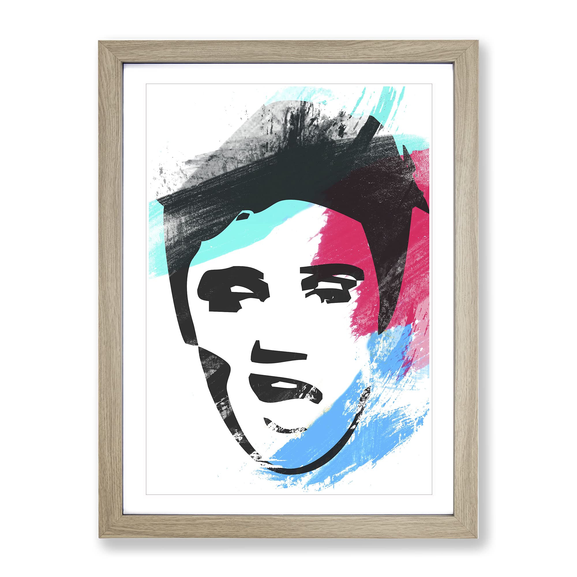 Elvis Presley Face Art V2 Modern Framed Wall Art Print, Ready to Hang Picture for Living Room Bedroom Home Office Décor