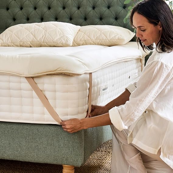Woolroom Deluxe Mattress Topper Large Emperor Bed 4-5 cm - 1000gsm Certified Hypoallergenic British Wool 200tc Organic Cotton Bed Bug Resistant - Extra 100% Natural Premium Comfort