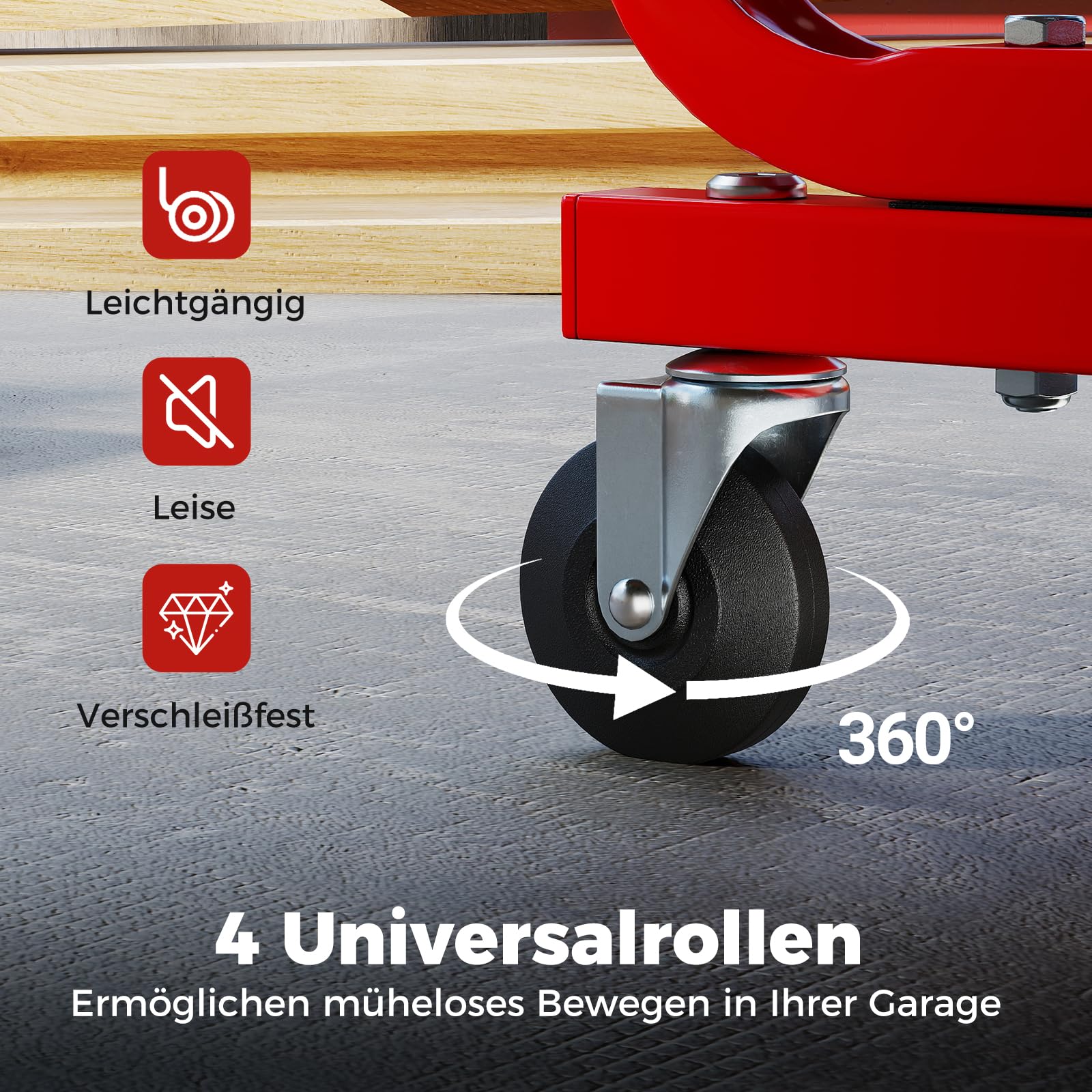 COSTWAY Werkstatthocker mit Rollen, Rollhocker bis 185 kg belastbar, Werkstatt Rollsitz mit Schublade & Ablage, Werkstattstuhl Montagehocker für Werkstatt & Garage (Schwarz)