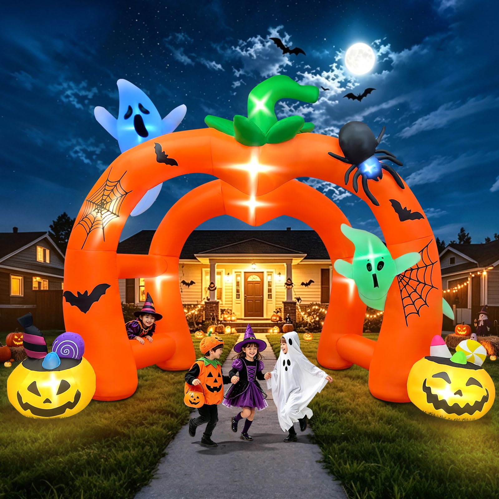 Kalolary 12FT Halloween Inflatable Decoration Pumpkin Double Archway