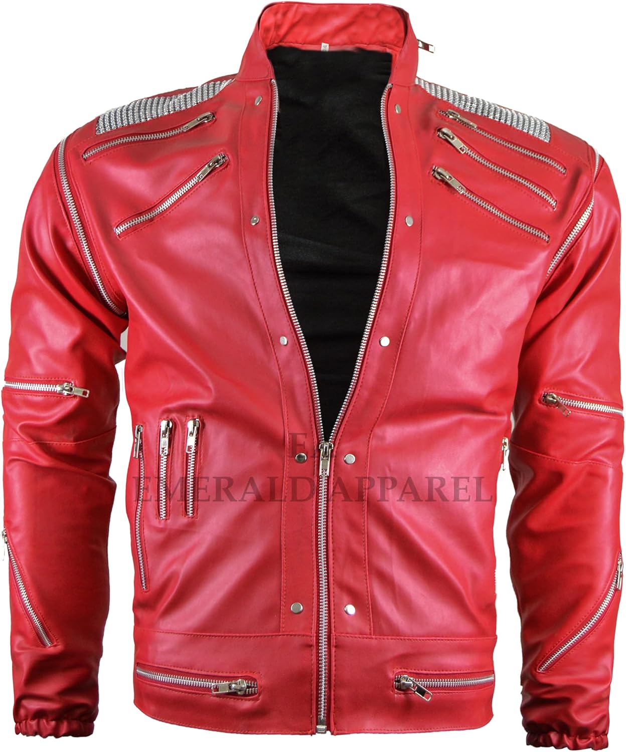 Bea-It Jacket, Red Song Bea-It Red Faux Leather Jacket, Zipper Jacket - Image 2