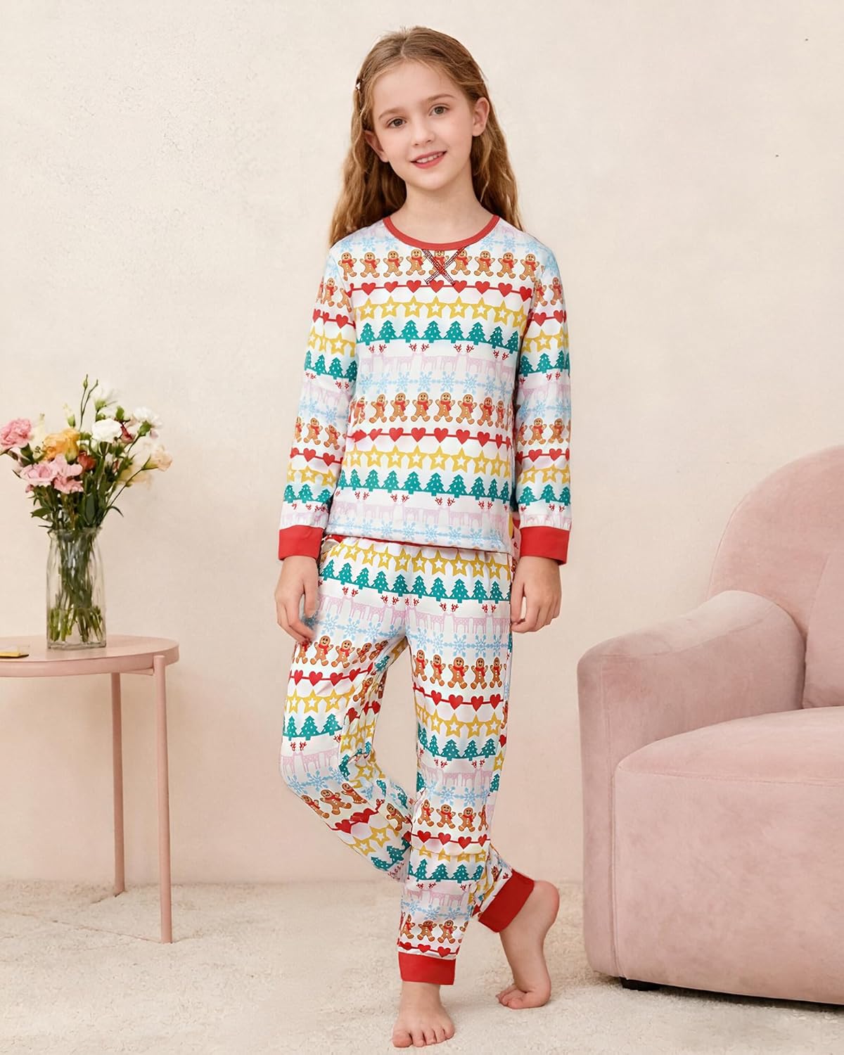 CARETOO Girls Pajamas 2 Piece Long Sleeve Long Pants Pajama Set Kids Cute Pj Soft Holiday Sleepwear Size 7-13 - Image 2