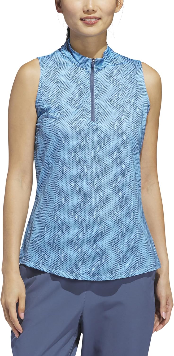 Adidas Womens Women's Ultimate365 Ottoman Printed Sleeveless Polo Shirt - Image 2