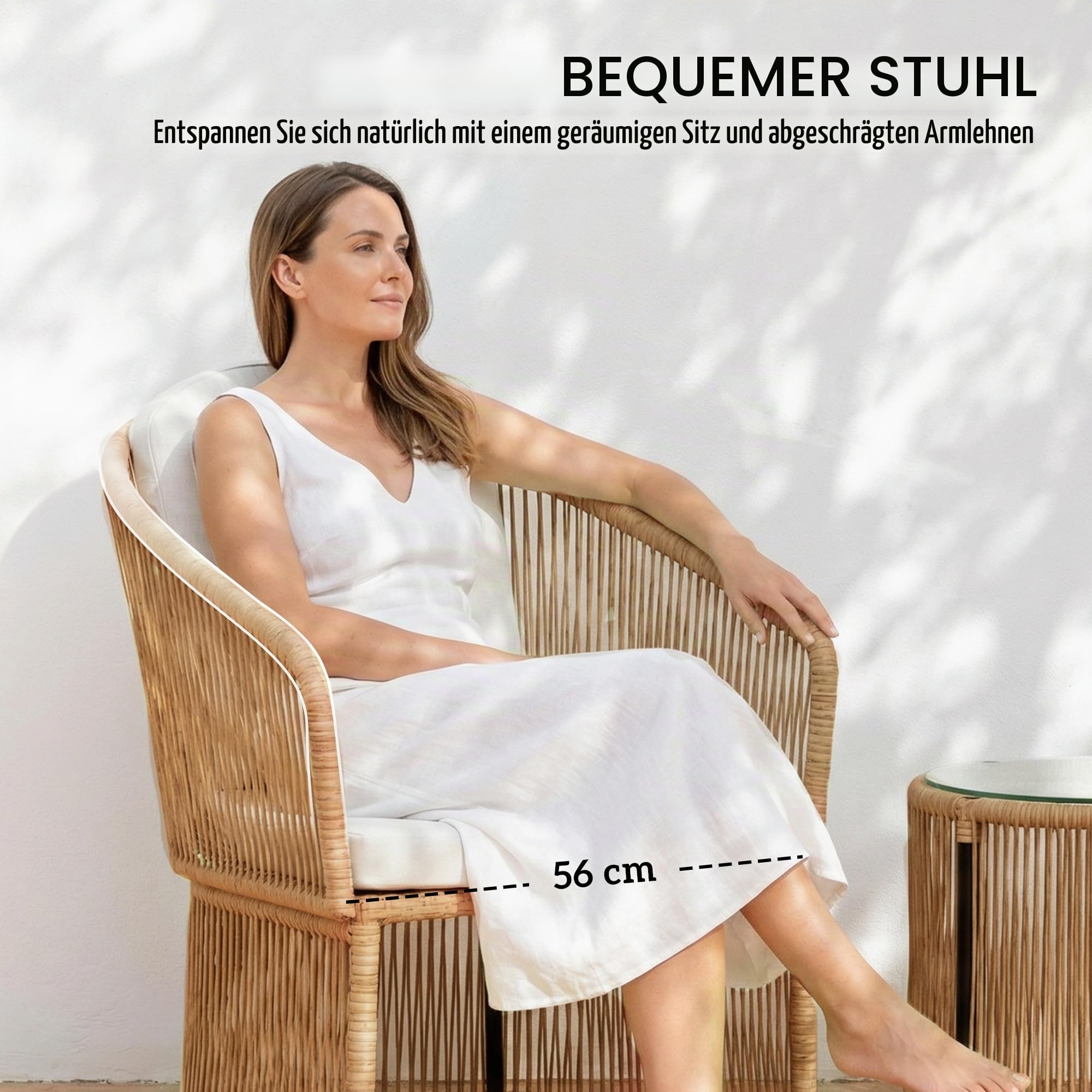 Outsunny Polyrattan Gartenmöbel Set mit Kissen für 2 Personen Cremeweiß