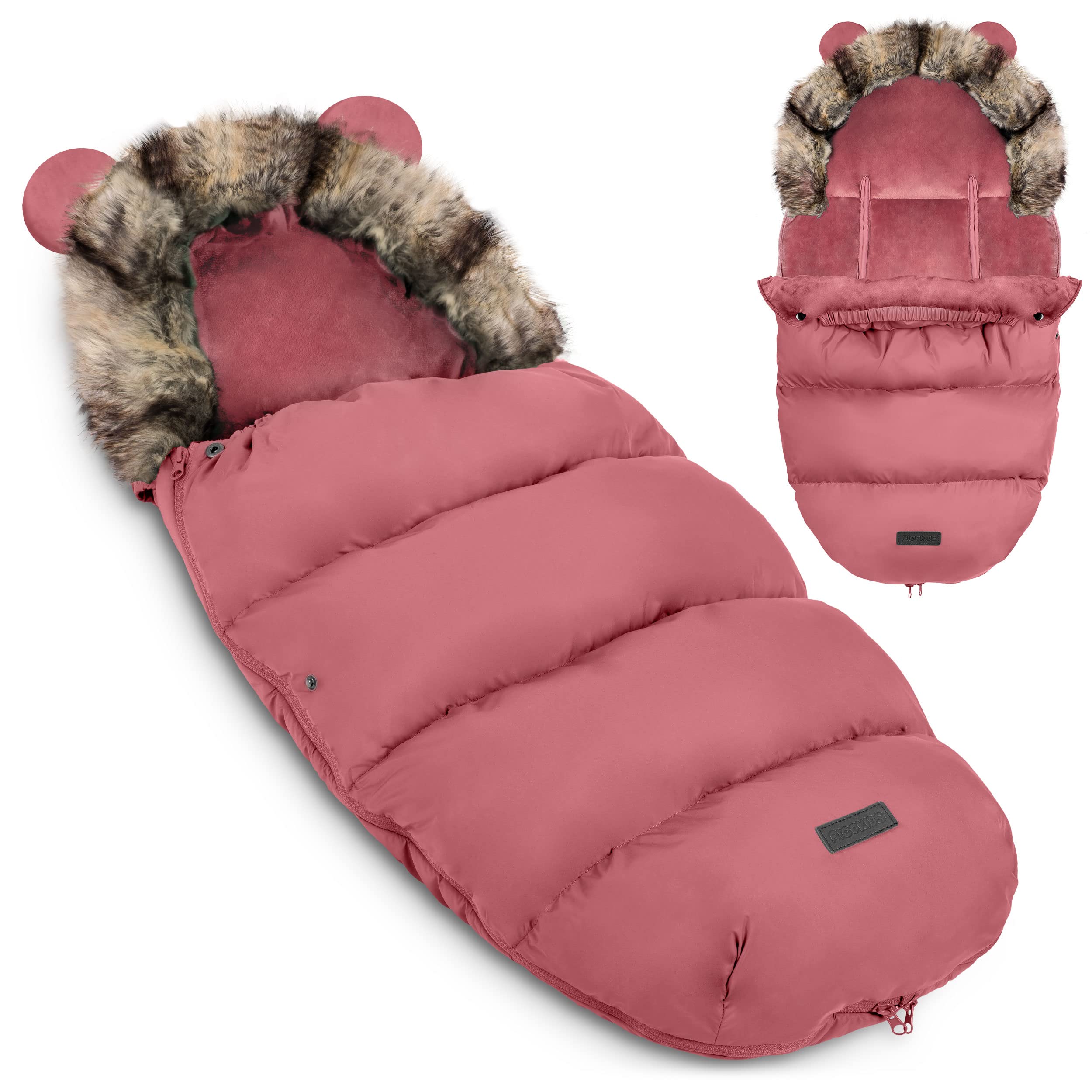 Saco de bebé para cochecito de bebé, saco de invierno, 96 x 45 cm Ricokids, Rosa., Práctico y funcional