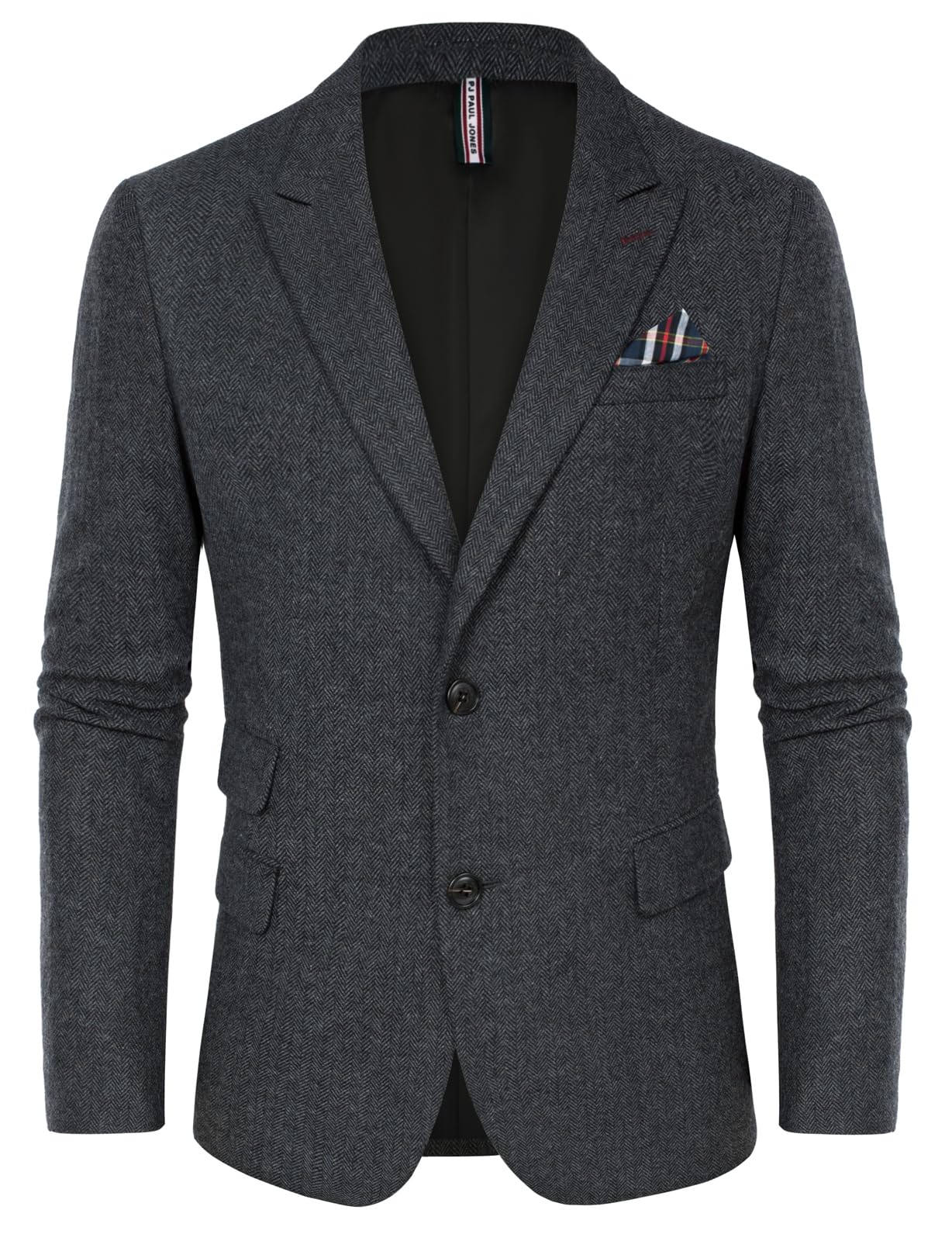 PJ PAUL JONESMen's Vintage Herringbone Tweed Blazers British Wool Blend Sport Coat Jacket