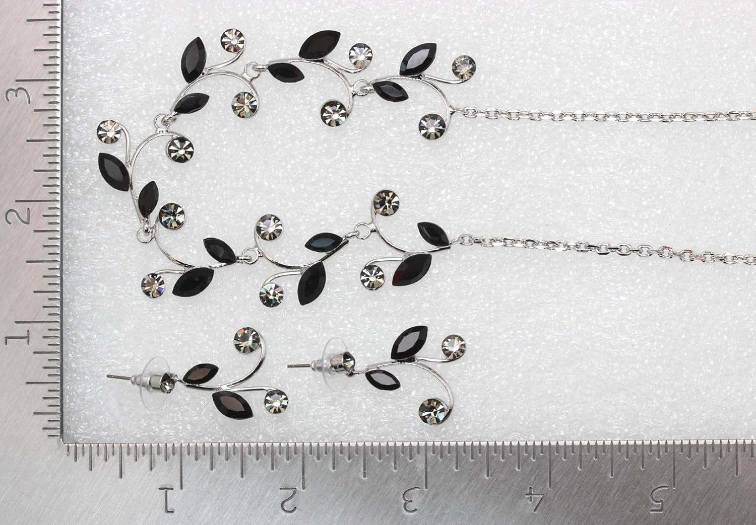 Faship Gorgeous Rhinestone Crystal Floral Necklace Earrings Set - Image 5