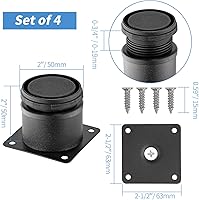 Vista 4 de Patas de metal de 2 pulgadas para muebles, patas ajustables de acero inoxidable, patas de metal negro, patas redondas de gabinete para mesa de café