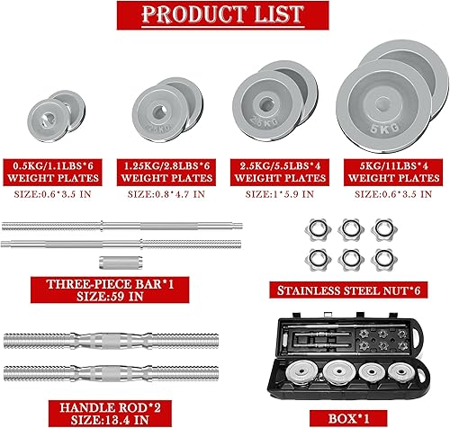 Miniatura 3 de VIVITORY Juego de mancuernas de fitness, juegos de peso ajustable de hasta 4466 libras, con varilla de conexión de metal utilizada como barra, pesas