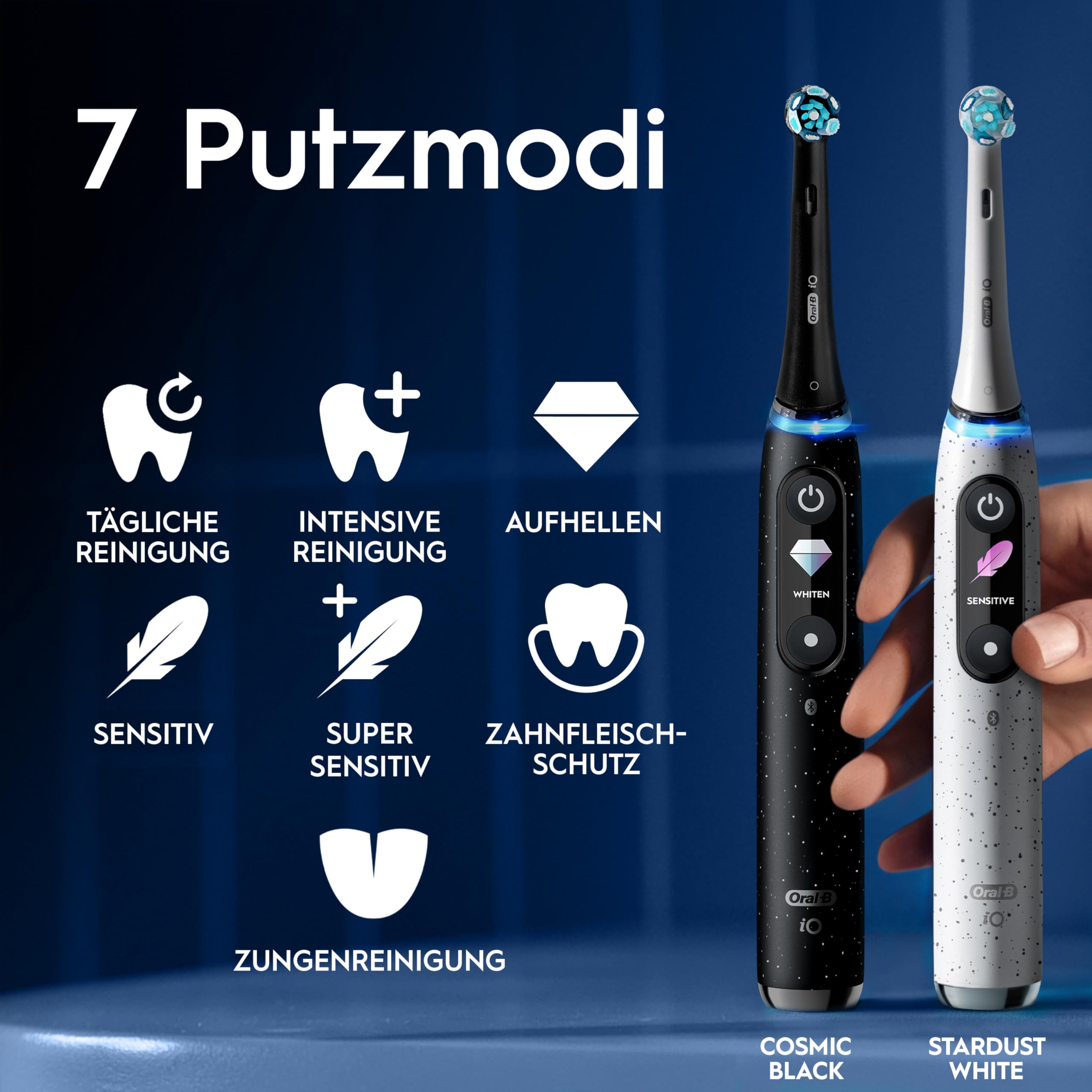 Oral-B iO Series 10 Elektrische Zahnbürste, Weiß | Inkl. 3 Aufsteckbürsten, Lade-Reise-Etui, iOSense, Electric Toothbrush mit 7 Putzmodi für Zahnpflege