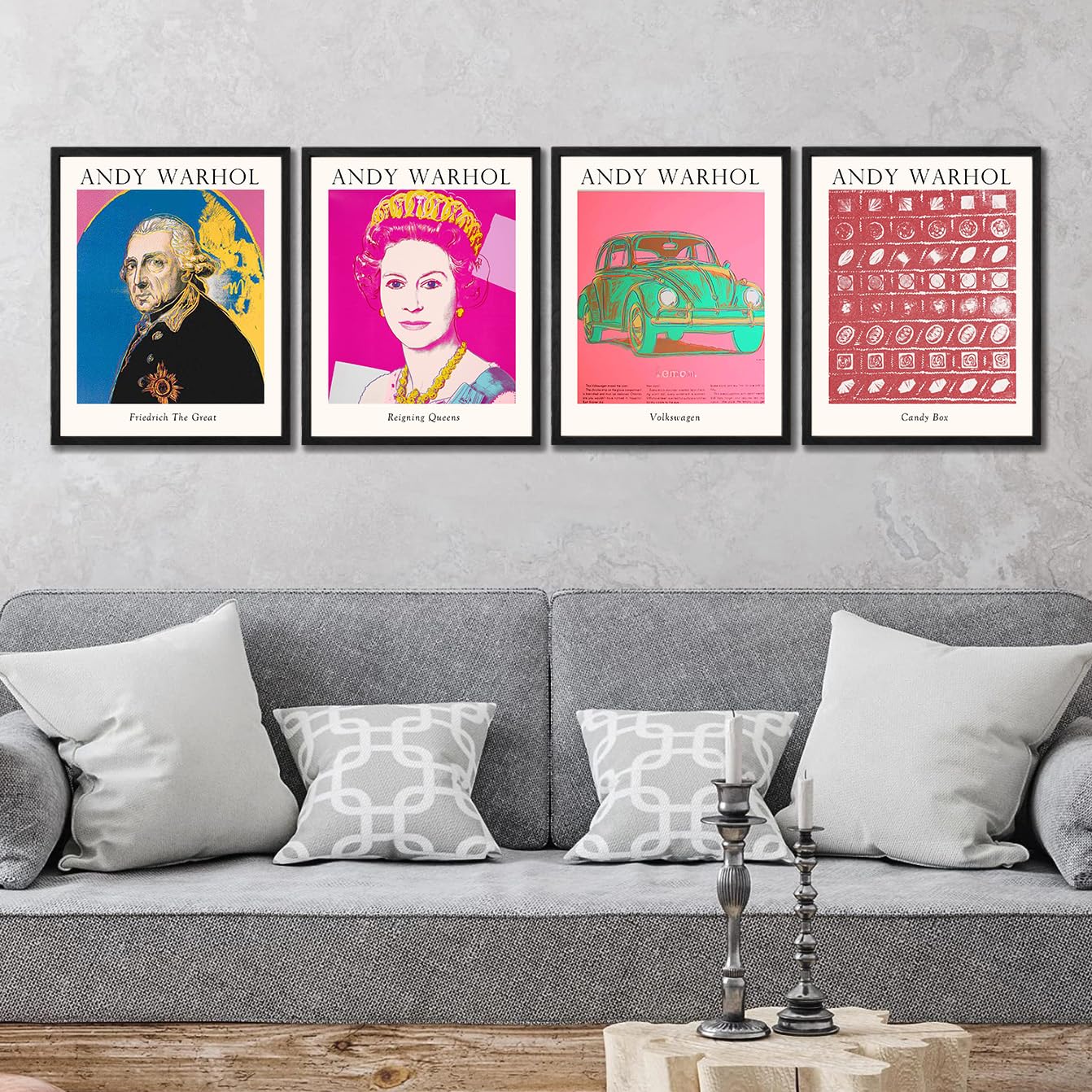 Amazon.com: Set of 4 Andy Warhol Pop Art Framed Prints - 12x16