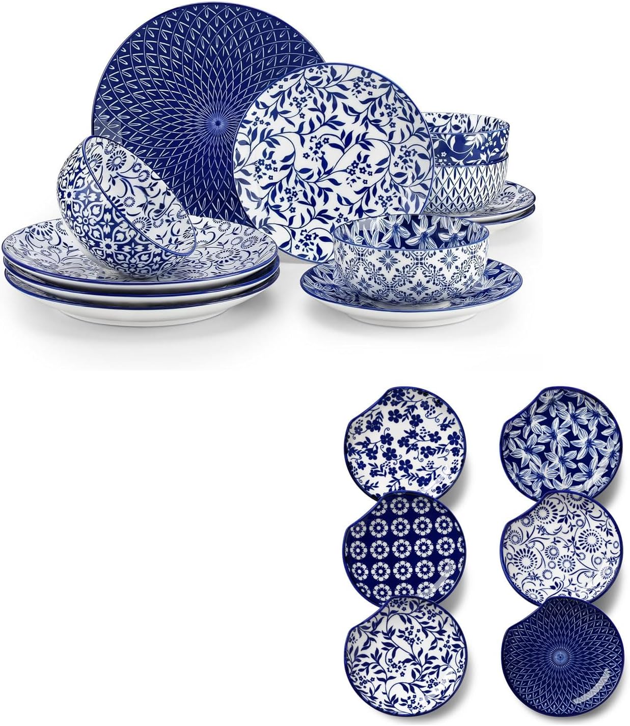 vancasso SELENE Plates and Bowls Set for 4 Bundles Ceramic Spoon Rest for Stove Top