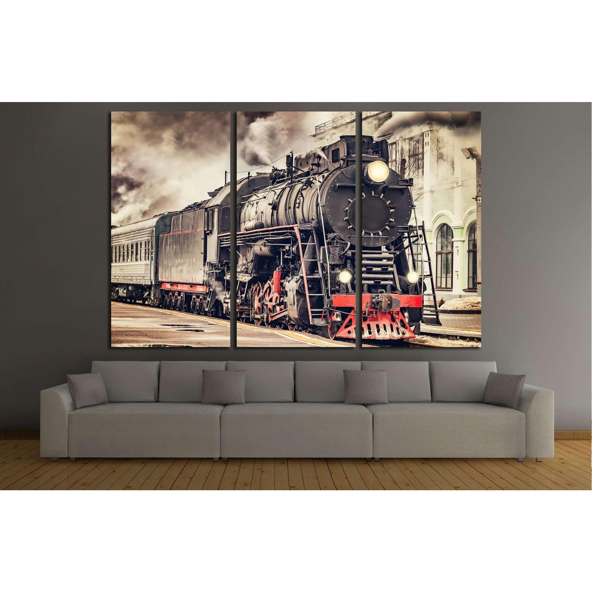 Tableau triptyque Train №231 ZELLART grand format déco murale industrielle - 3