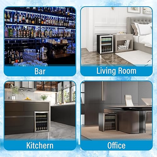 Miniatura 7 de Refrigerador de bebidas, refrigerador de 70 latas de 1.6 pies cúbicos para cerveza o vino con estante ajustable y pantalla LED, refrigerador pequeño