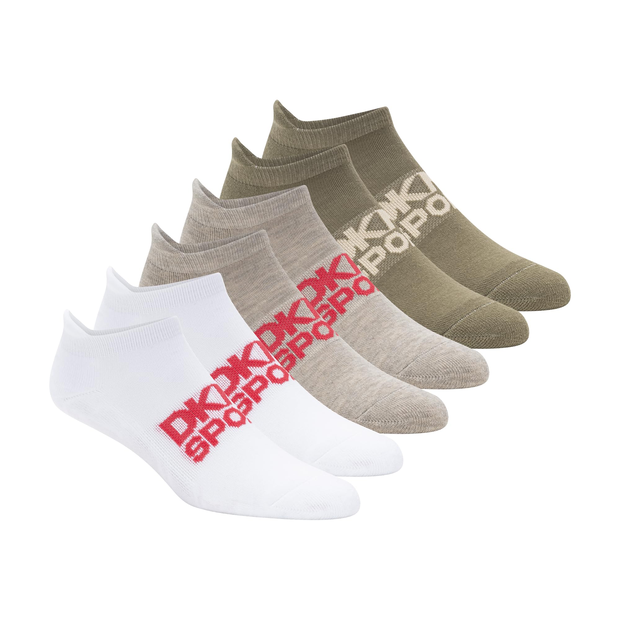DKNY Women's 6 Pack Sport Cushion Low Cut Socks, Oatmeal/Green, 8-10 UK