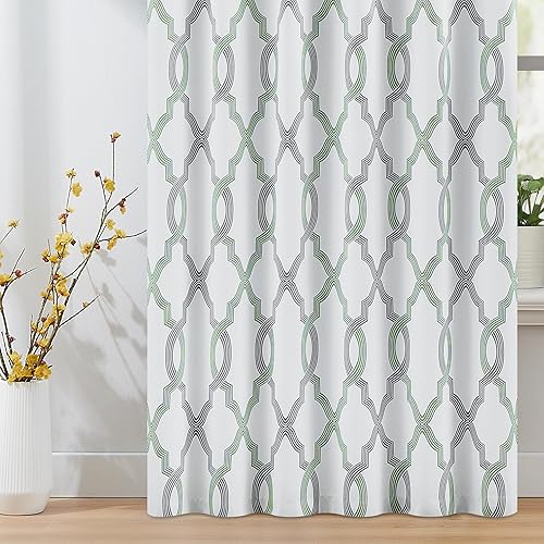 Miniatura 8 de Cortinas opacas completas de 54 pulgadas de largo para dormitorio, aislamiento térmico con ojales, cortinas con patrón geométrico, 2 paneles, 52