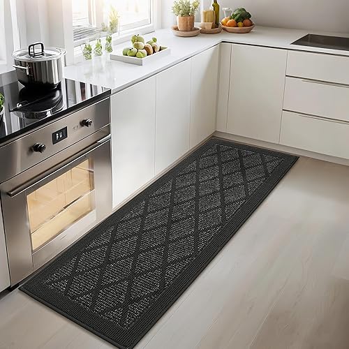 Miniatura 7 de COSY HOMEER Alfombra de cocina antideslizante, lavable, 20 x 48 pulgadas, tapete absorbente de cocina para piso, alfombras de pasillo para suelo de