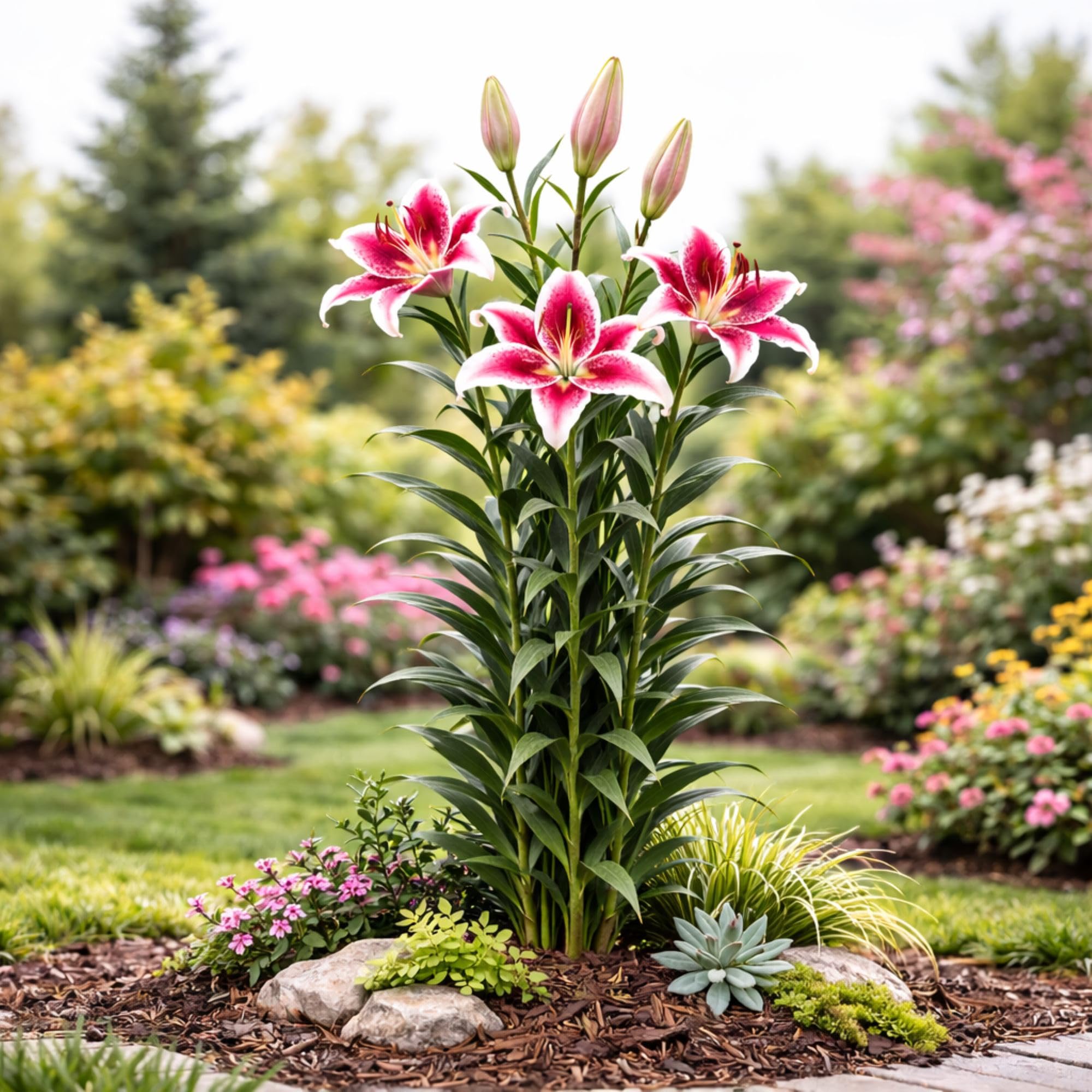 Amazon.com : Easy to Grow Lilium Oriental Lily Stargazer 3 Bulbs - Fragrant  Purple Maroon Flowers Bloom in Summer Sun : Patio, Lawn & Garden