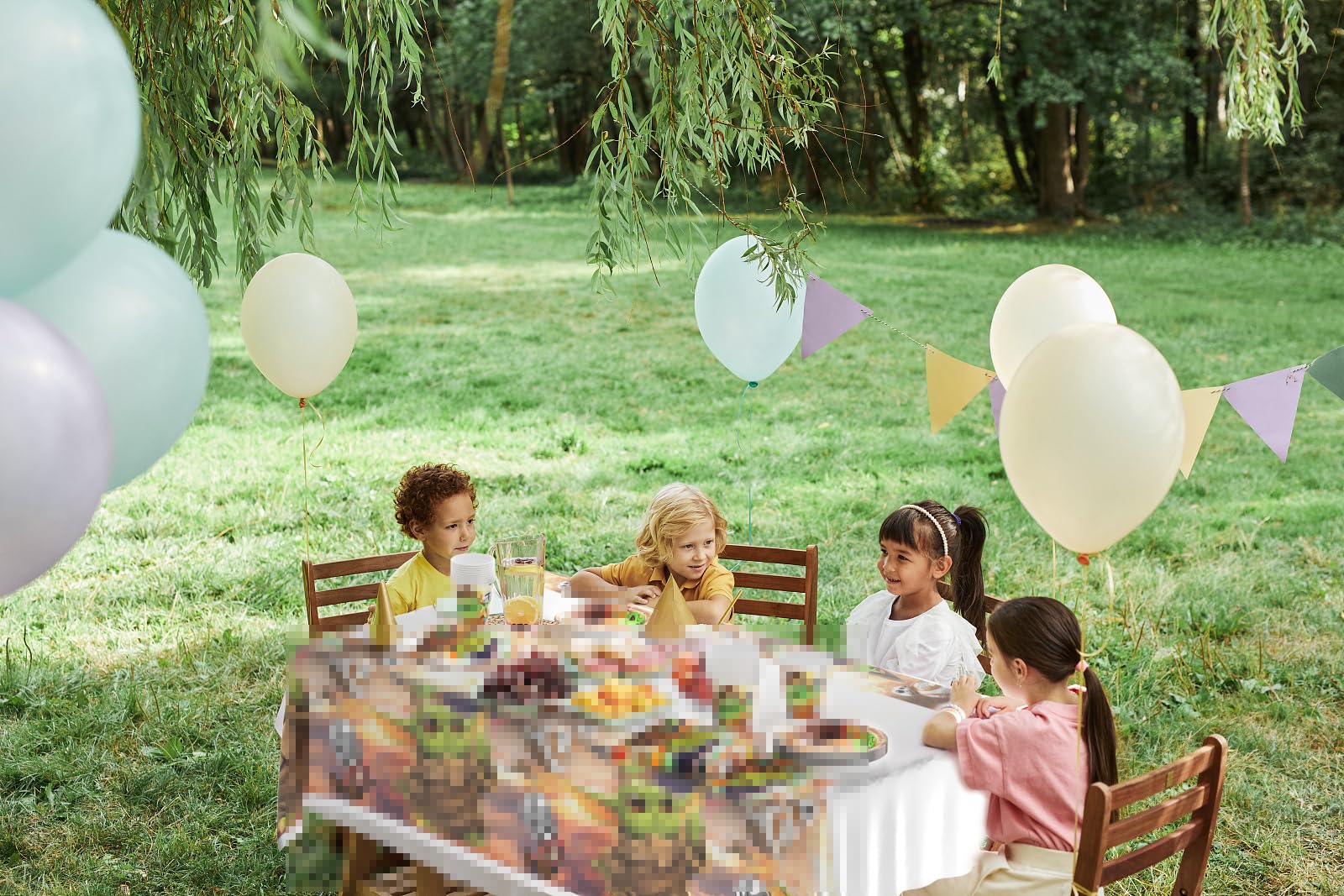 Partyserviesset voor kinderen, 61-delig, 20 stuks, avatar, accessoires voor verjaardagsfeesten, serviesset inclusief borden, kopjes, tafelkleed, servetten, penants