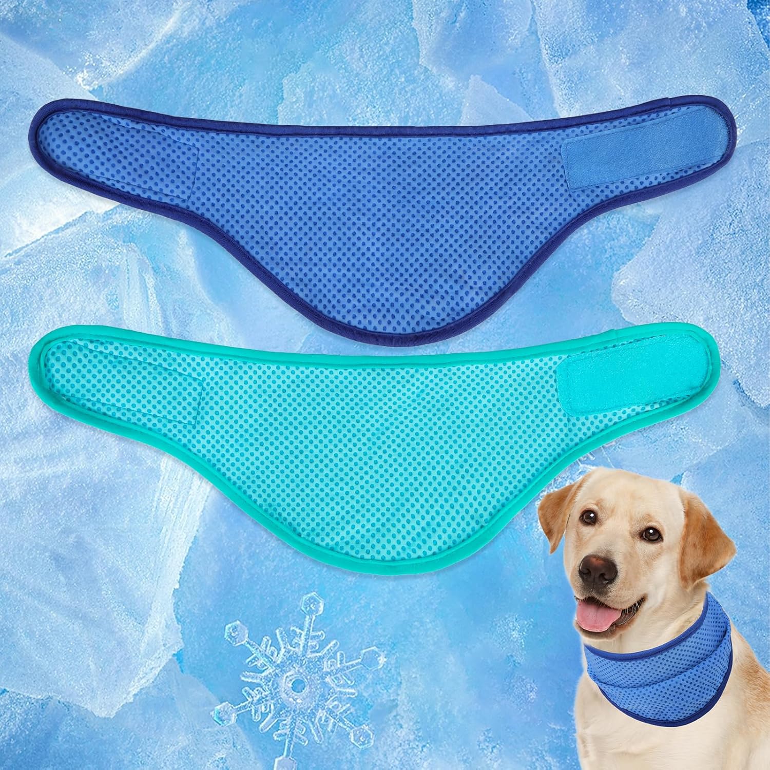 EXPAWLORER Dog Cooling Bandana - 2 Pack Instant Cooling Dog Bandanas, Chill Out Pet Cool Scarf Summer Essentials Ice Neck Cooler Wrap, Prevent Sunstroke for Small Medium Large Dogs, Navy Green L