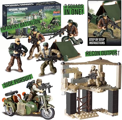 Miniatura 6 de Mini figura de acción de las Fuerzas Especiales de 8 a 12 años + incluye 3 juegos de construcción militar, 6 figuras de soldado diseñadas como un
