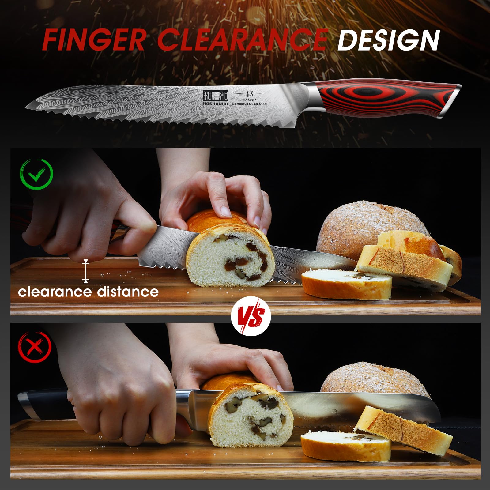 HOSHANHO Damascus Bread Knife - Ultra Sharp -4 HOSHANHO Damascus Bread Knife - Ultra Sharp -4