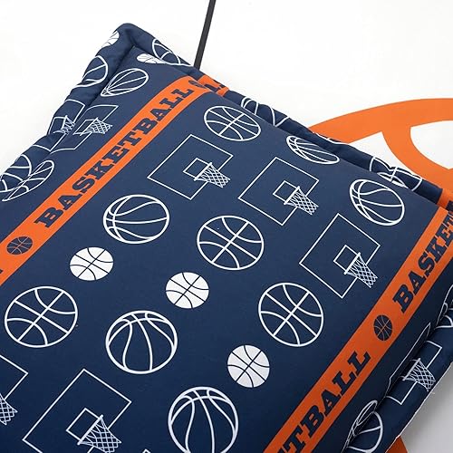 Miniatura 6 de Lush Decor Juego de edredón reversible de juego de baloncesto, juego de 4 piezas, individual, blanco y azul marino, juego de ropa de cama suave para