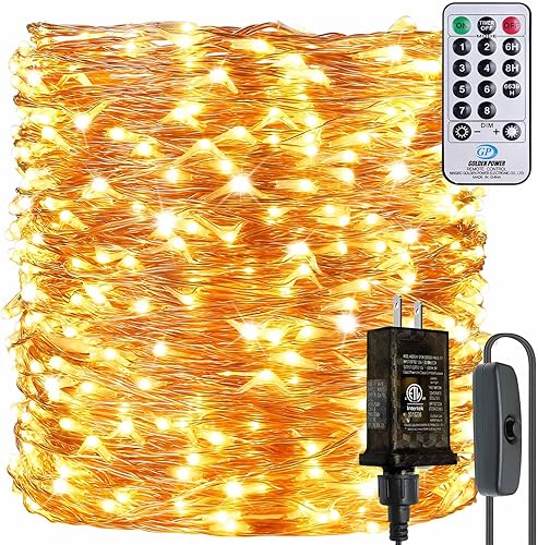 Guirnalda de luces LED de 99 pies con 300 luces para dormitorio, patio, interior/exterior, impermeable, luces de cobre para cumpleaños, boda Blanco