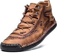 Alcubieree Men's Casual Leather Ankle Chukka Boots - Slip-On Lightweight Loafers for Walking & Driving