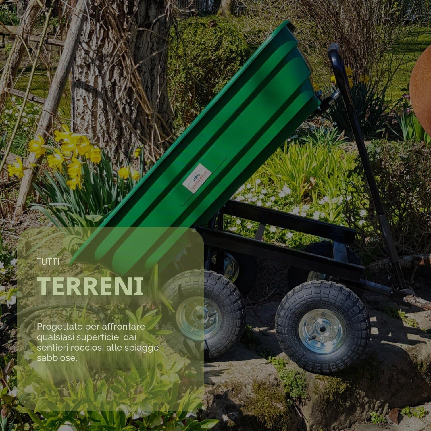 GARDEBRUK® Carrello da Giardino Max. 300kg Cassone Ribaltabile Funzione Inclinazione Cariola Giardinaggio