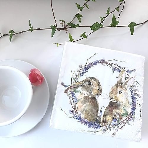 Miniatura 5 de Servilletas de conejito de 20 unidades – Lindas servilletas de cóctel tamaño cena y almuerzo – Papel para Decoupage y estilo vintage