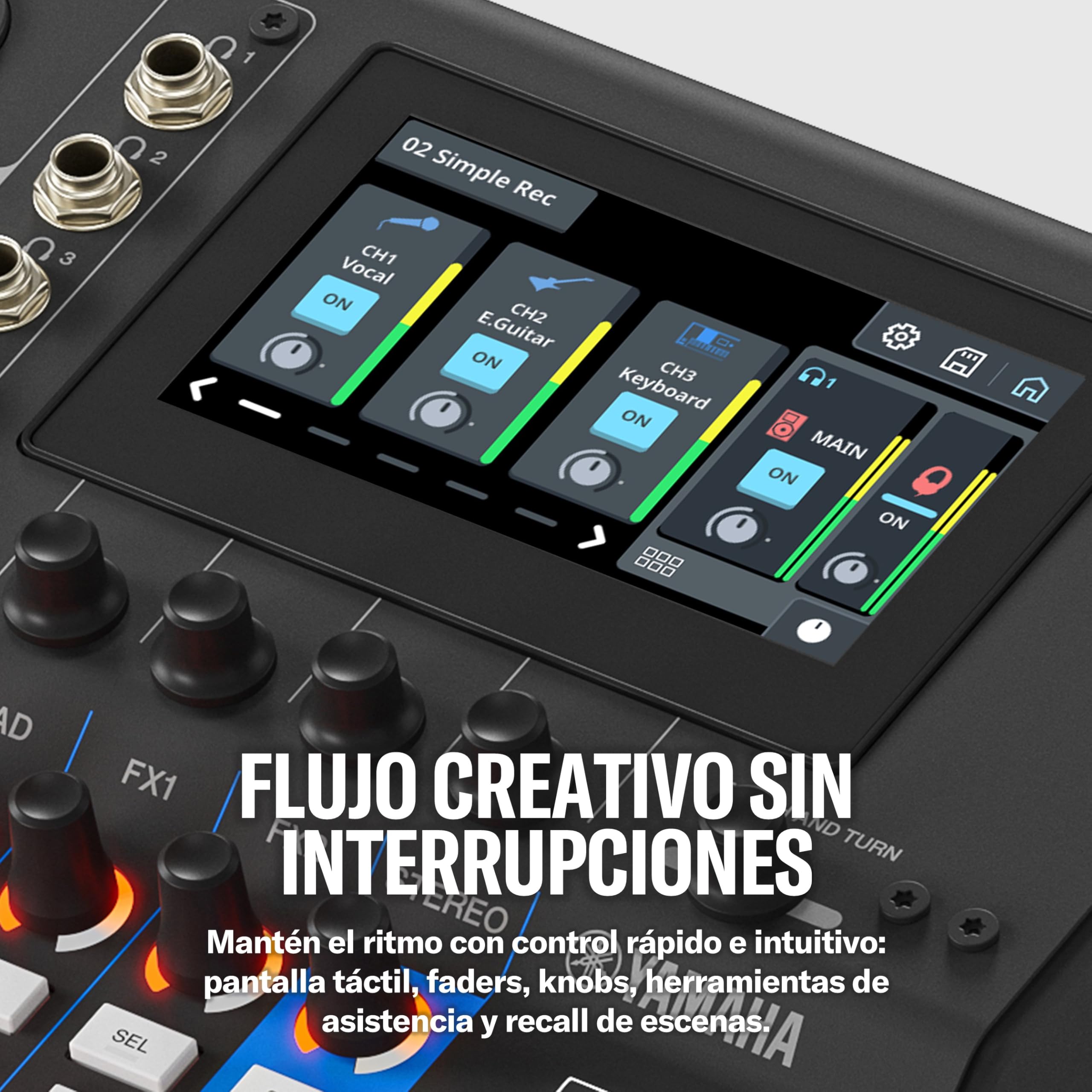 YAMAHA MGX16V Mezclador de Audio y Vídeo con LCD Táctil, HDMI USB, Negro | Mezclador AV Profesional con Captura HDMI-USB, Bluetooth, Doble USB y Grabación microSD