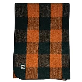Arcturus Backwoods Wool Blanket - 4.5lbs, Warm, Heavy, Washable, Large | Great for Camping, Outdoors, Survival & Emergency Kits (Orange Buffalo)