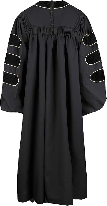 Newrara PhD Regalia Deluxe Doctoral Graduation Gown Gold Piping