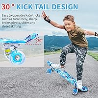 Vista 5 de Patinetas, 22" Patineta Completa, Mini Cruiser Skateboard para Niños Niñas Adolescentes Principiantes con Coloridas Ruedas Intermitentes Herramienta