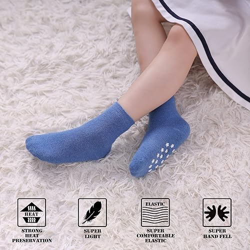 Miniatura 4 de FNOVCO Calcetines de agarre antideslizantes con suela antideslizante para bebés, niños y niñas, calcetines cálidos de algodón grueso
