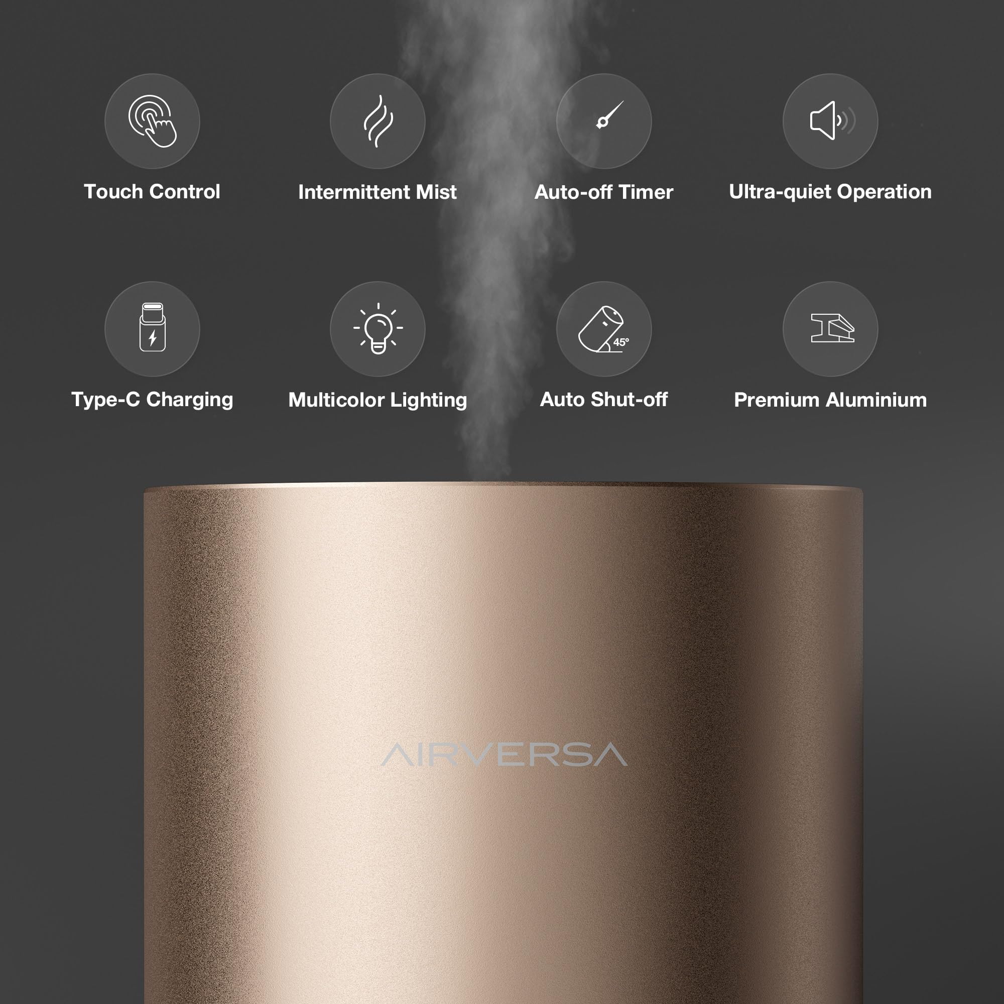 Difusor de aceites esenciales para aromaterapia sin agua para el hogar, habitaciones grandes, coche, oficina, con batería, volumen del depósito de 100 ml, compacto (RD1 Desert-Titan​)